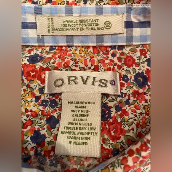 Orvis Women's Size 12 Floral Button Up Long Sleeve Shirt Wrinkle Resistant - Picture 6 of 8